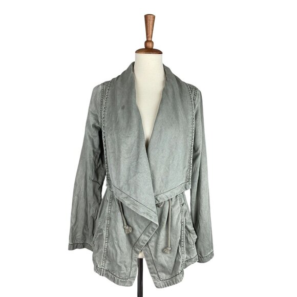 Max Jeans Jackets & Blazers - Max Jeans Military Jacket Size S Washed Olive Green Khaki Tencel Drape  [STAIN]